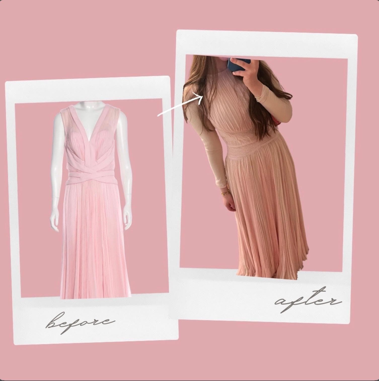 Pink Pleated Dress — Modesty & Coverage Adjustment